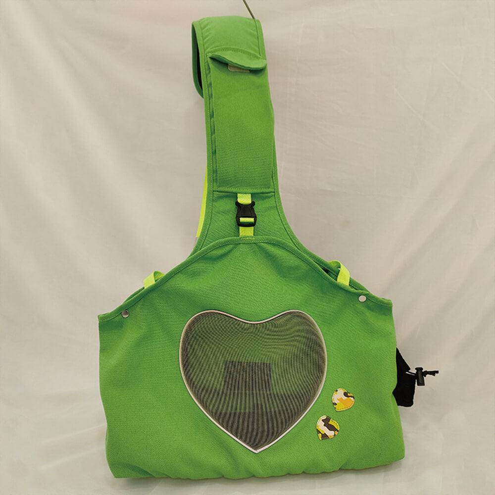 Heart-Shaped Mesh Breathable Canvas Cat Carrier Bag