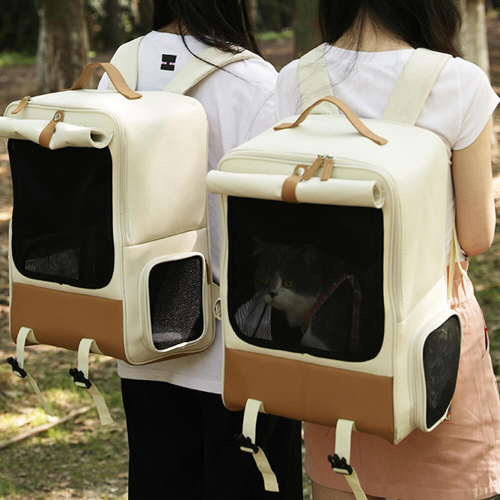 Mochila portátil plegable respirable cuadrada del gato del portador del animal doméstico del diseñador
