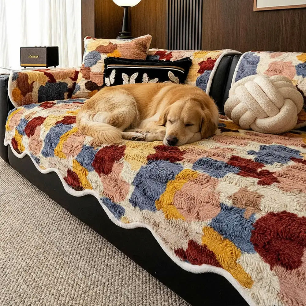 Chenille Art Corrugated Breatable No-Slip Couch Cover Coach