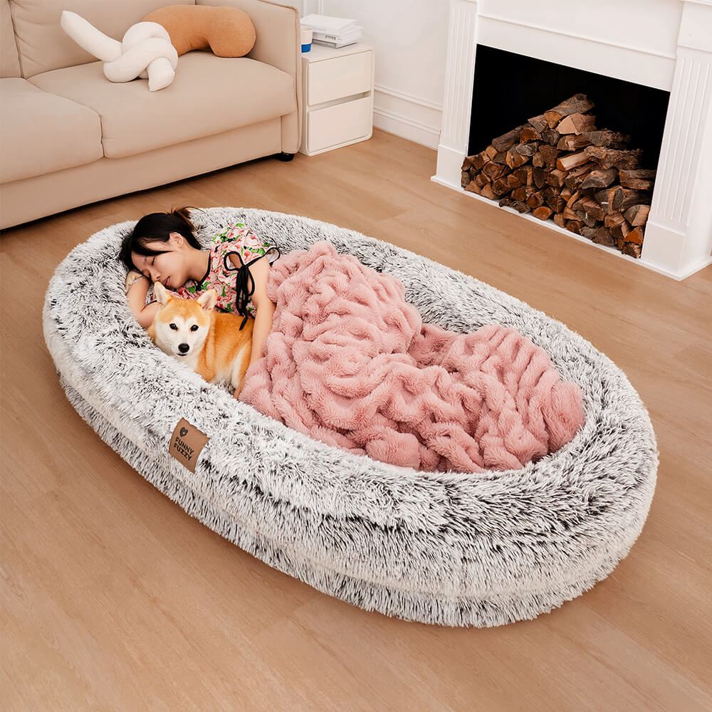 Cama ovalada más profunda de lujo para dormir, cama para perros humanos