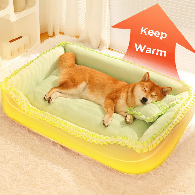 Cama para perro con volantes de encaje dulce y cómoda para dormir con almohada