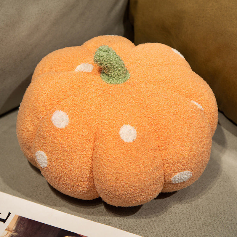 Almohada de sofá con diseño de calabaza y forro polar de peluche