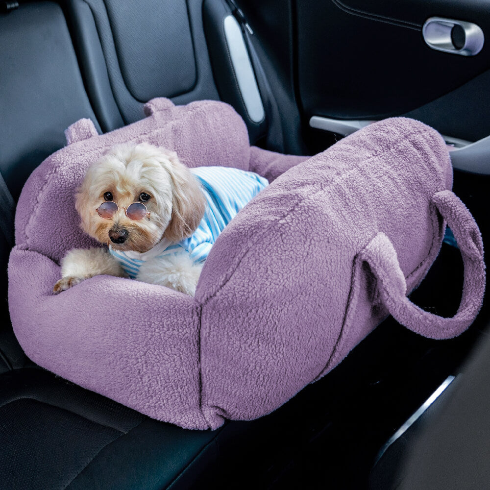 Protector de viaje, cómoda y gruesa cama para asiento de coche para perros de lana de cordero sintética