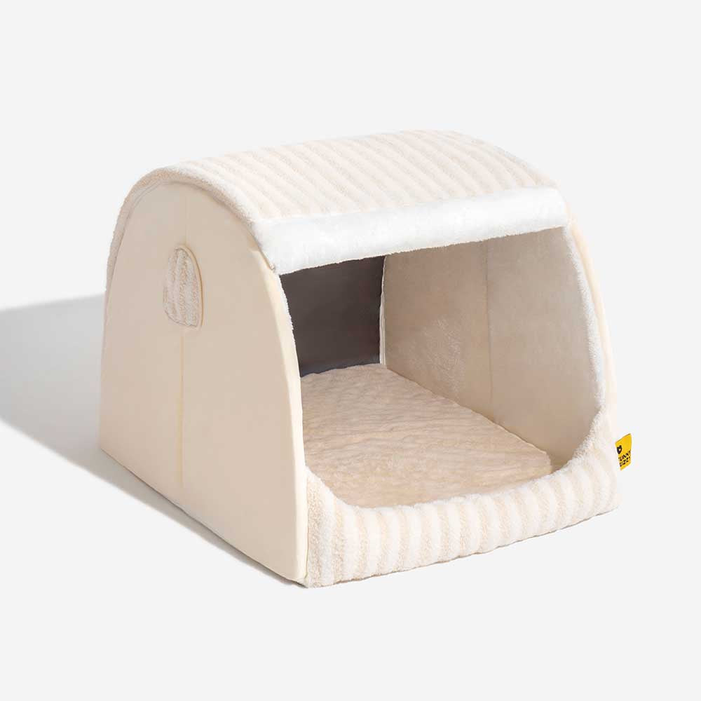 Trendy Striped House Orthopedic Dog Bed - Cozy Hideaway