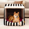 Cama de perros ortopédico de casa rayada de moda - acogedor escondite