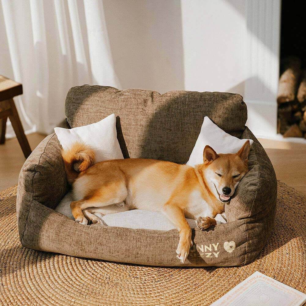 Sofá cama para perros y gatos de tela de chenilla de estilo vintage