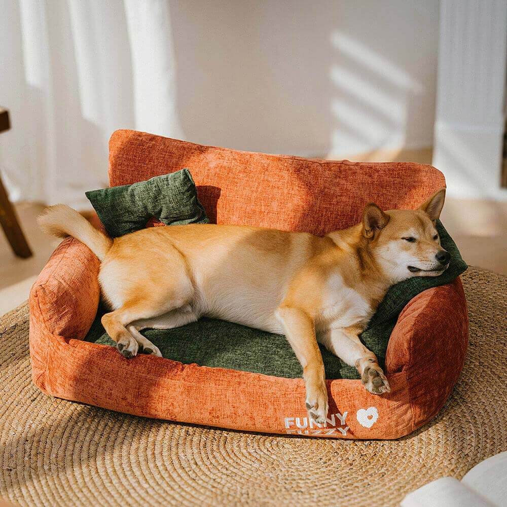 Vintage Style Chenille Fabric Dog & Cat Sofa Bed