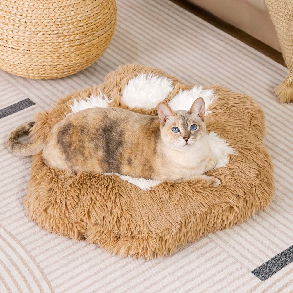 Washable Fluffy Non-Slip Cozy Cat Bed-Paw Spot