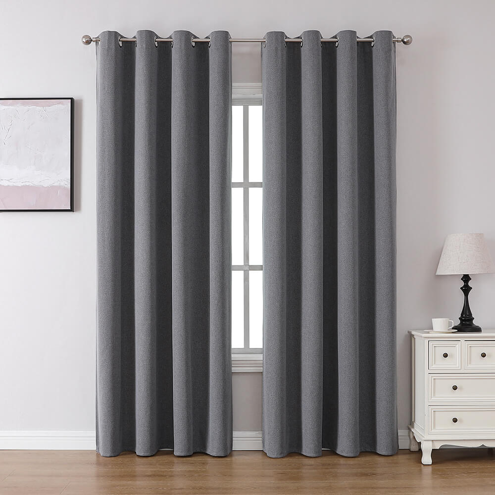 Waterproof Solid Color Linen Blend Blackout Curtains