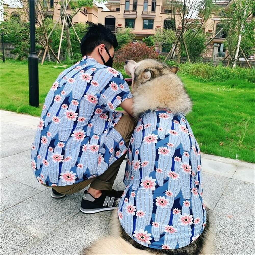 Ropa para mascotas Camisa de manga corta para padres e hijos estilo hawaiano