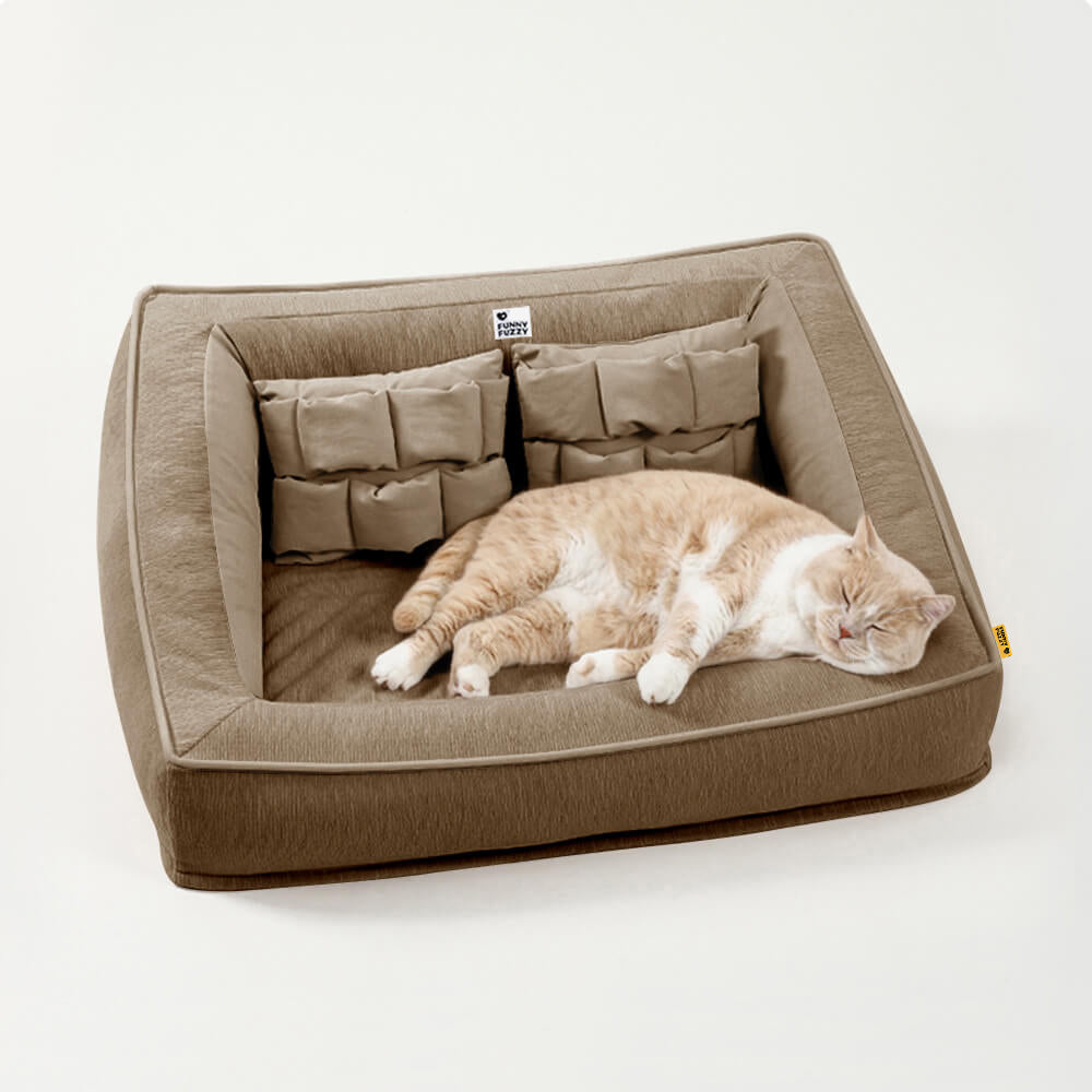 Sofá cama ortopédico cómodo para perros, resistente al agua y a las manchas con almohada