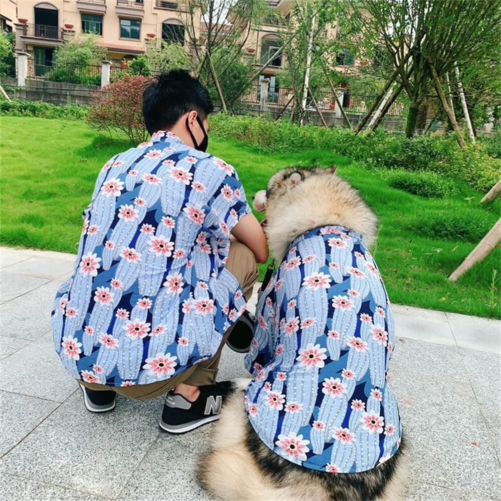 Ropa para mascotas Camisa de manga corta para padres e hijos estilo hawaiano