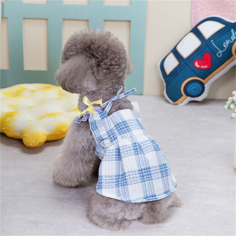 Fashionable Plaid Dog Dress with Ruffle Details - Perfect for Small Breeds