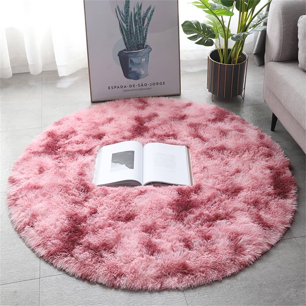 Tie-dye Simple Thickened Pile Round Rug