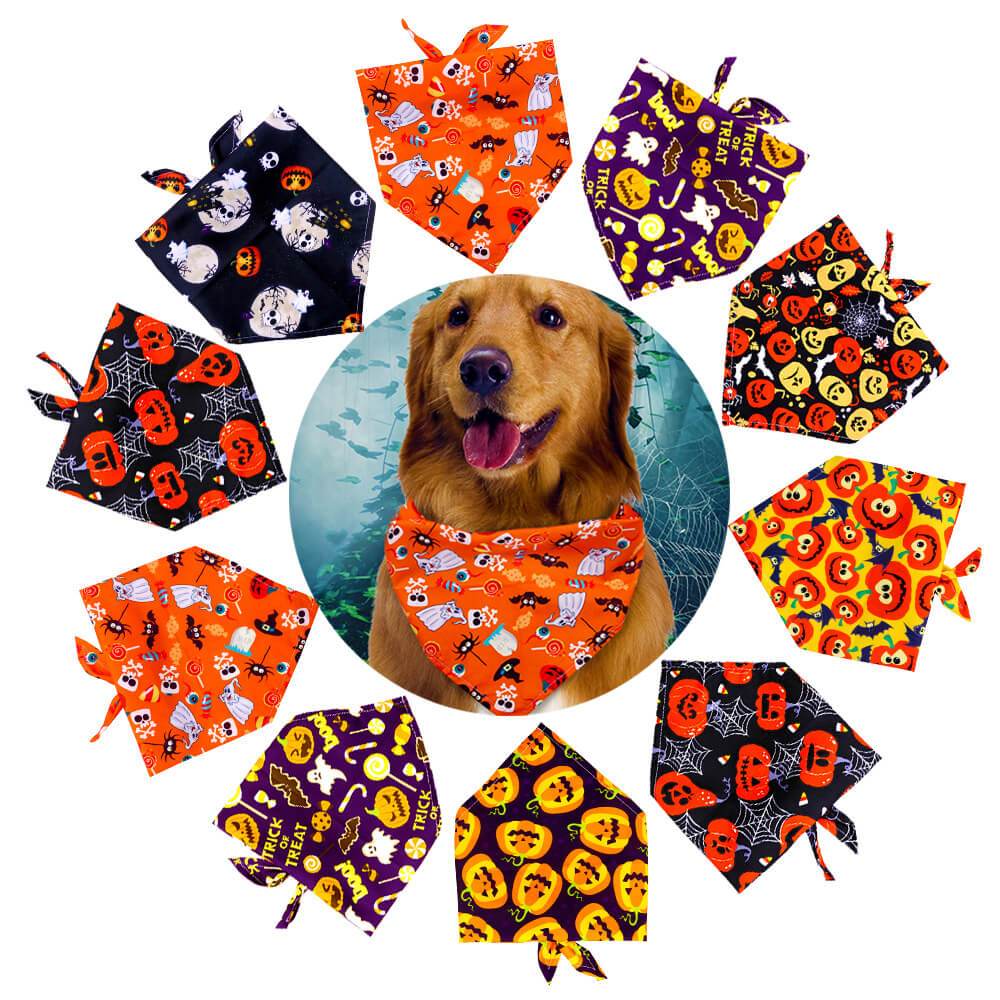 Halloween Pet Triangle Bandana | Skull, Ghost & Pumpkin Dog Cat Bandana