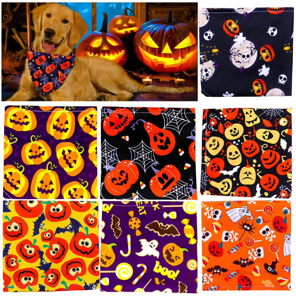 Halloween Pet Triangle Bandana | Skull, Ghost & Pumpkin Dog Cat Bandana