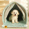 Casa de mascota de doble cortina cama para perros cerrada