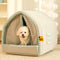 Casa de mascota de doble cortina cama para perros cerrada