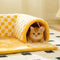 Cama de túnel de gato a cuadros a cuadros de pelaje de pelaje de plush graciosos 2-en-1