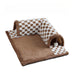 Cama de túnel de gato a cuadros a cuadros de pelaje de pelaje de plush graciosos 2-en-1