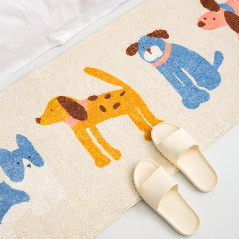 Alfombra adorable para cabecera con estampado de perros y gatos