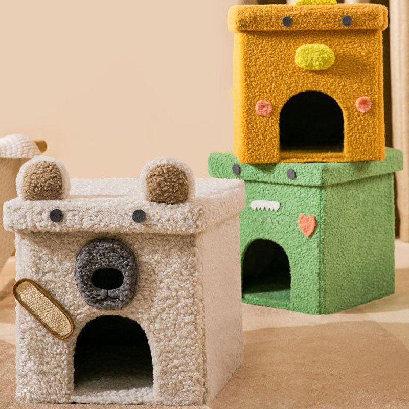 Casa para gatos con cama cueva para gatos suave y plegable serie Animal
