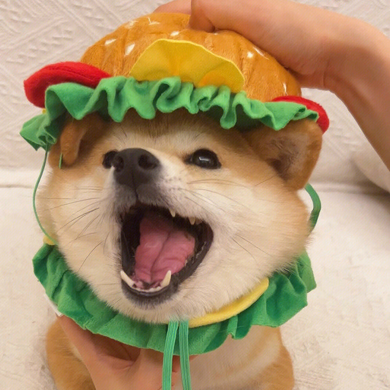 Funda para cabeza de hamburguesa, sombrero para mascota, funda para cabeza divertida para perro y gato
