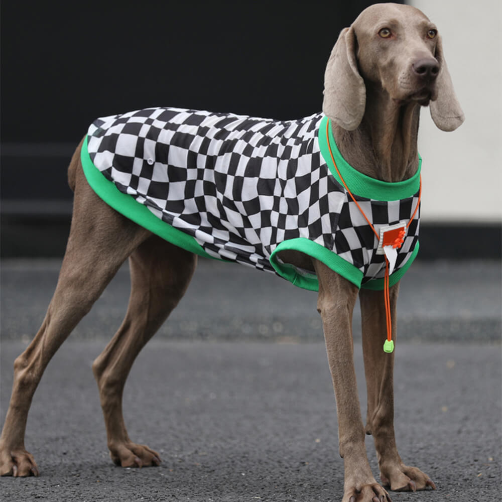 Chaleco para perros de malla transpirable estilo tablero de ajedrez de estilo elegante