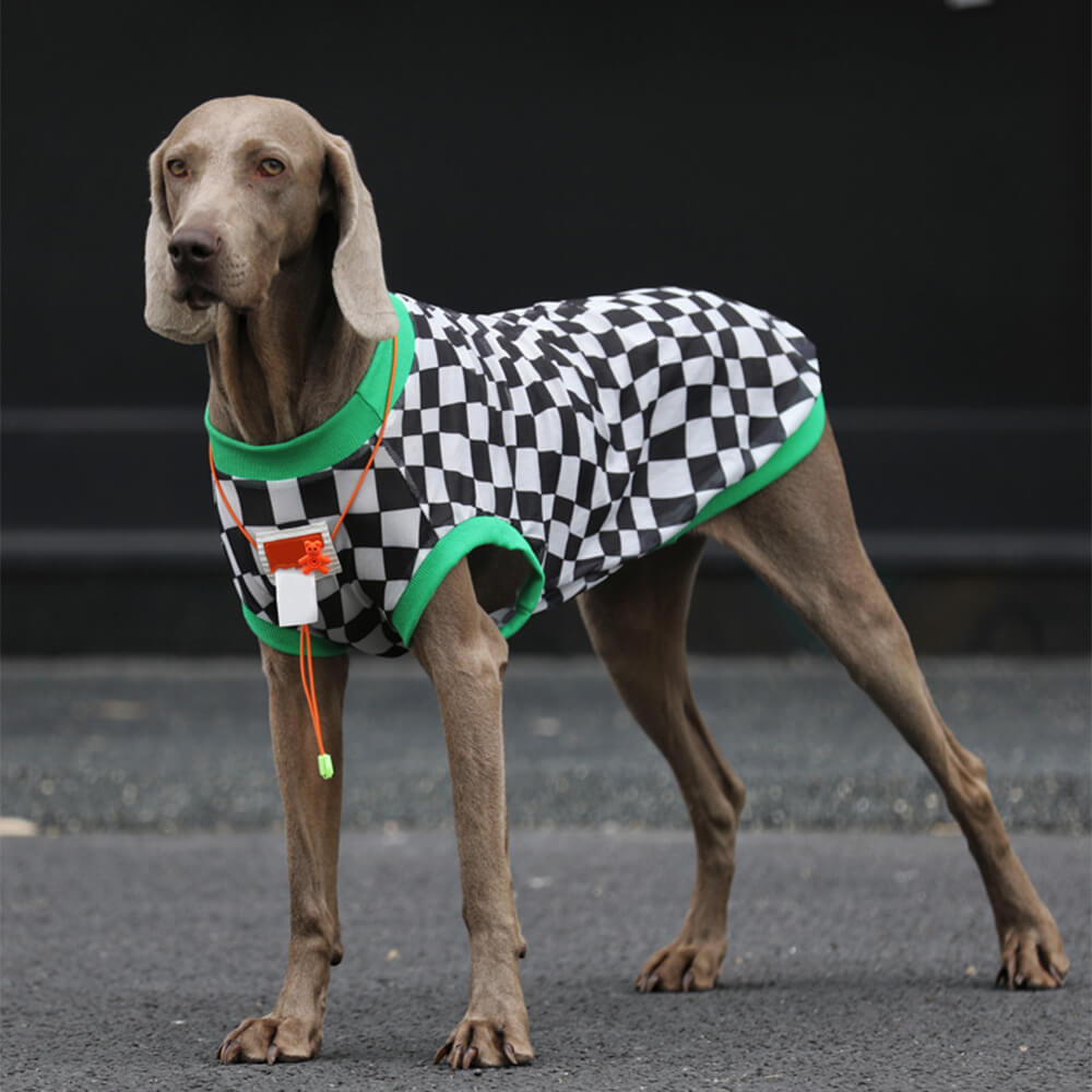 Chaleco para perros de malla transpirable estilo tablero de ajedrez de estilo elegante