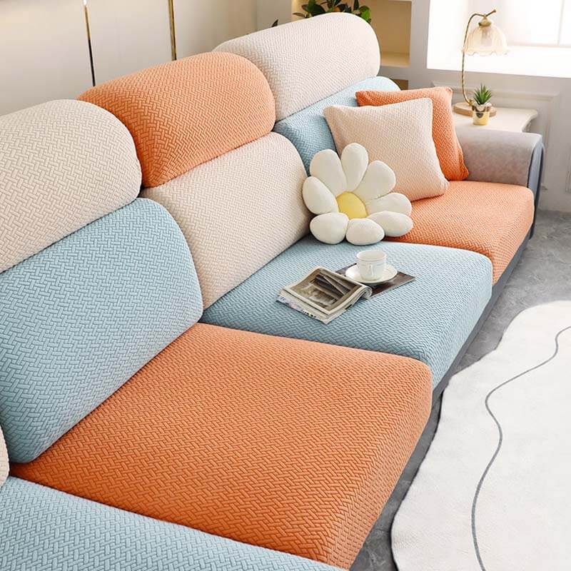 Funda protectora para sofá de lana colorida, protectora para muebles