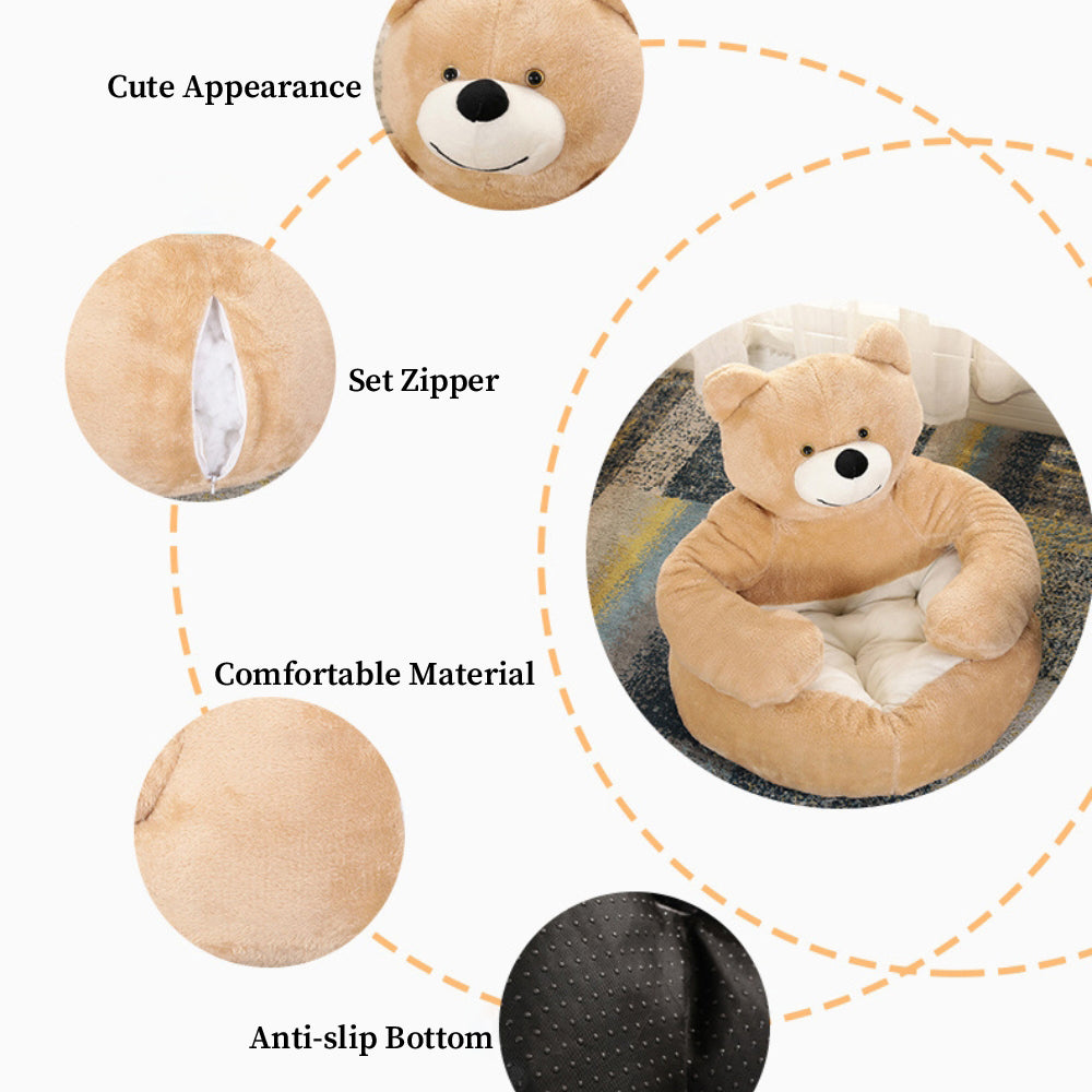 Cute Detachable Cuddle Bear Cat Bed