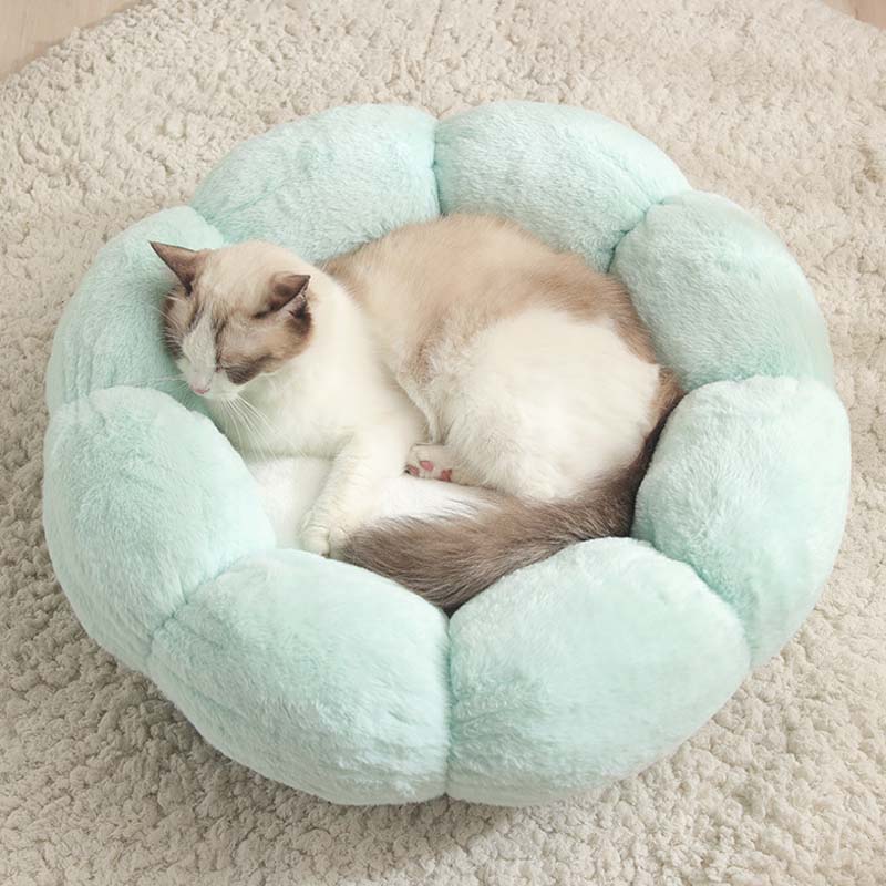 Deep Sleeping Flower Shape Cat Bed