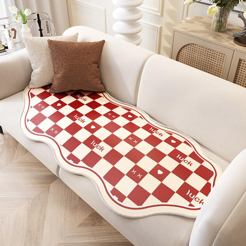 Cubierta de sofá de enfriamiento de hielo de tablero de ajedrez de forma irregular