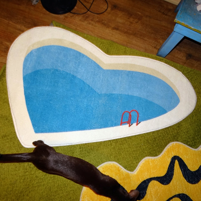 Alfombra romántica para piscina en forma de corazón, alfombra para mascotas
