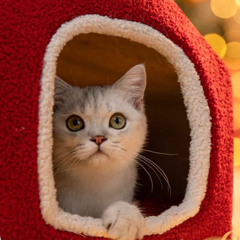 Snowy House Cat Villa Warm Semi-enclosed Cat Cave