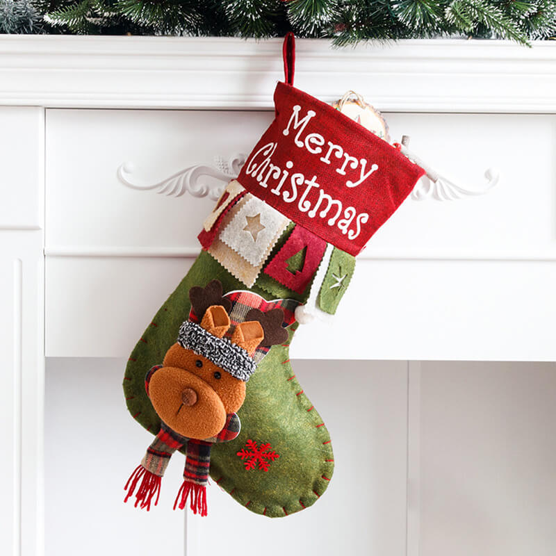 Bolsa de regalo grande y sofisticada con calcetín navideño