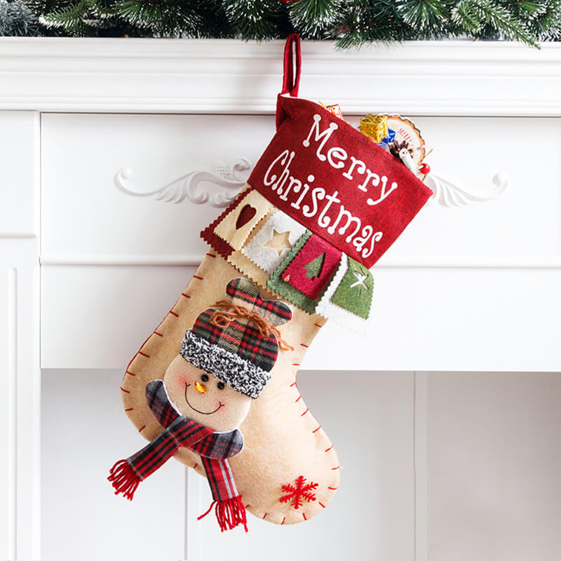Bolsa de regalo grande y sofisticada con calcetín navideño