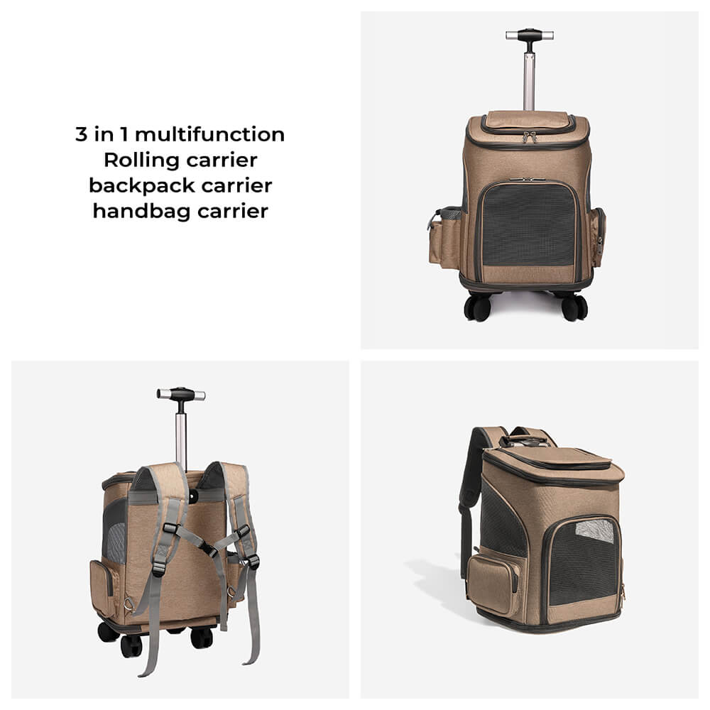 Carrito plegable portátil con ruedas universales, mochila grande para viaje con bolsa para mascotas