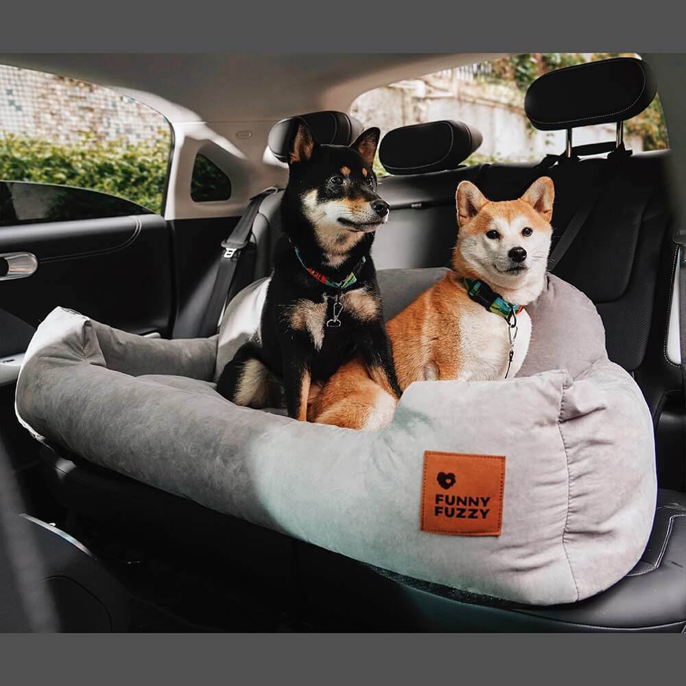 Cama con asiento trasero para coche para perros, tamaño mediano y grande, con refuerzo de viaje