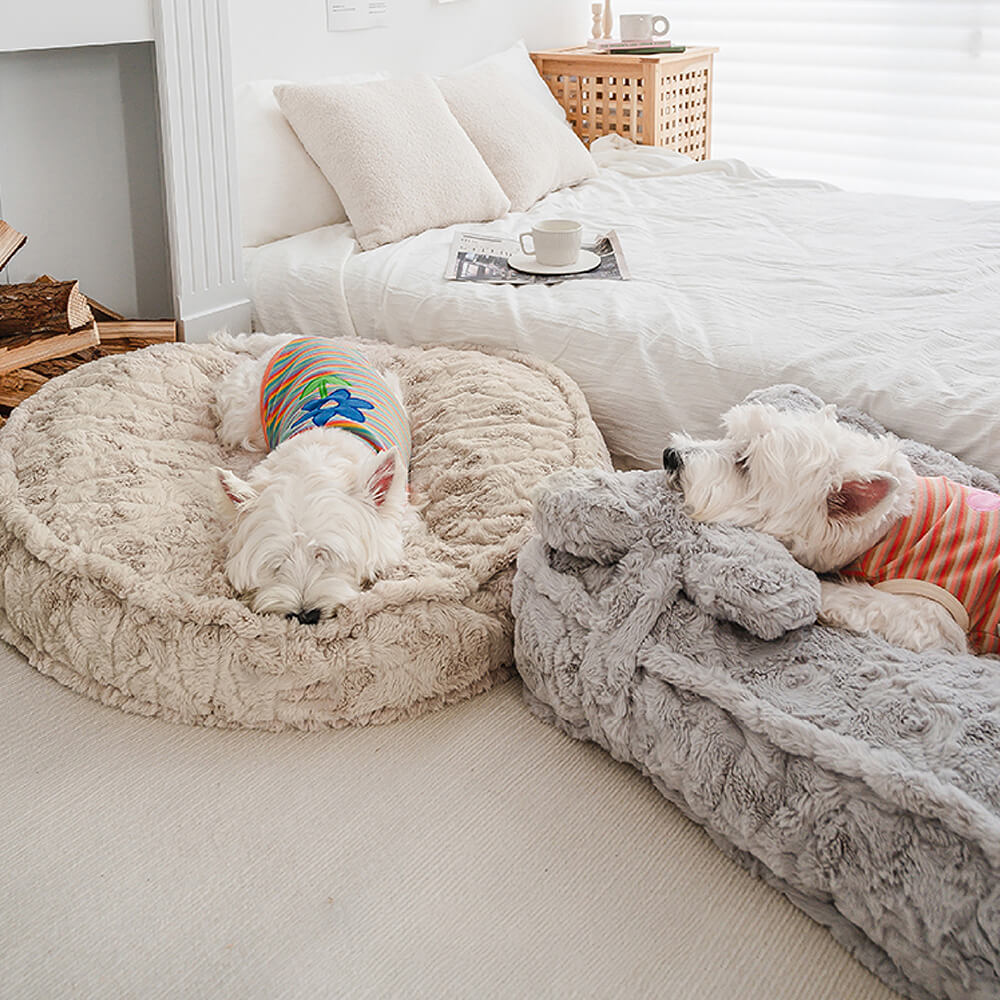 Cama para perros calmante con forma de nube de hueso esponjoso y cálido